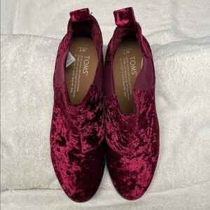 Toms Burgundy Velvet Ankle Booties